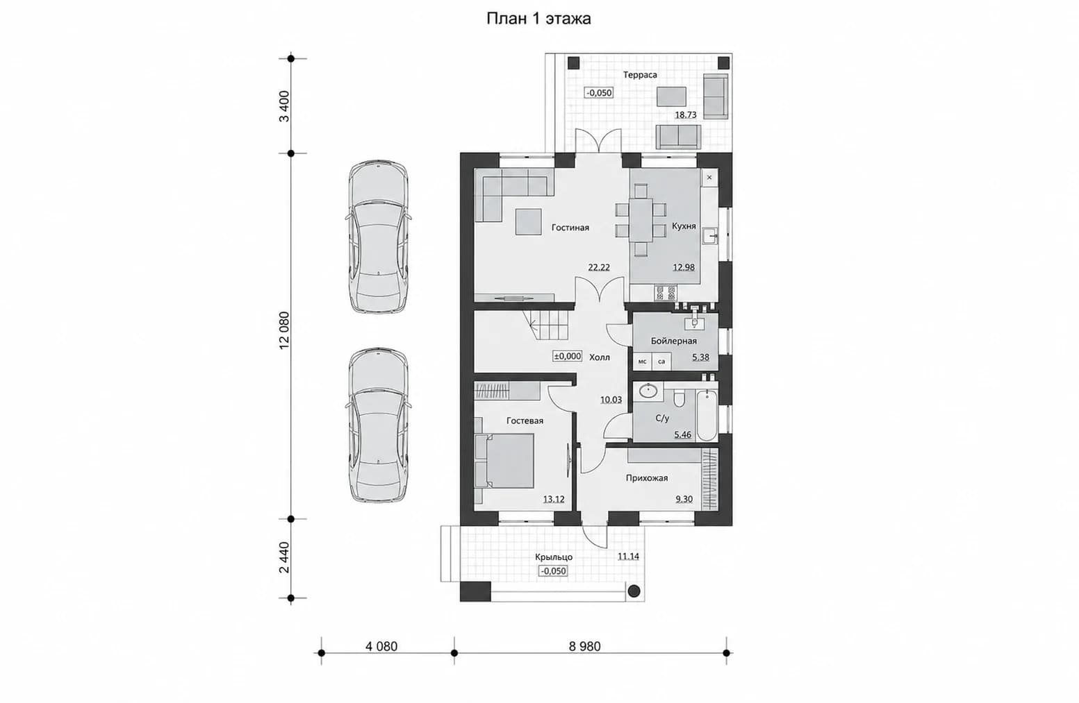 Планировка первого этажа дома BURO 154