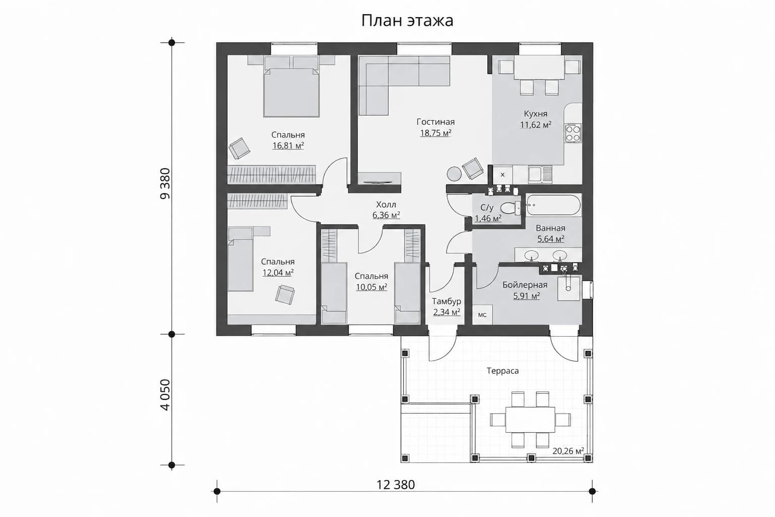 Планировка первого этажа дома BURO 91
